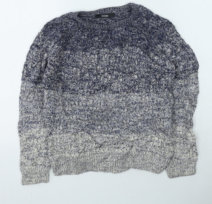 George Boys Blue Round Neck Acrylic Pullover Jumper Size M