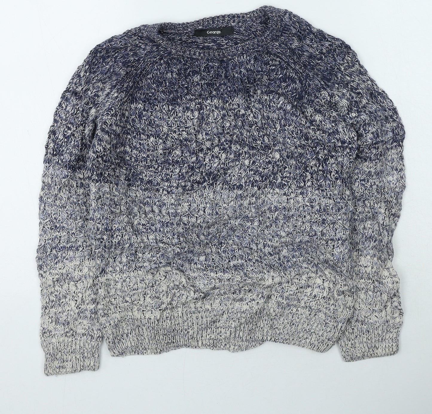 George  Boys Blue Round Neck  Acrylic Pullover Jumper Size M