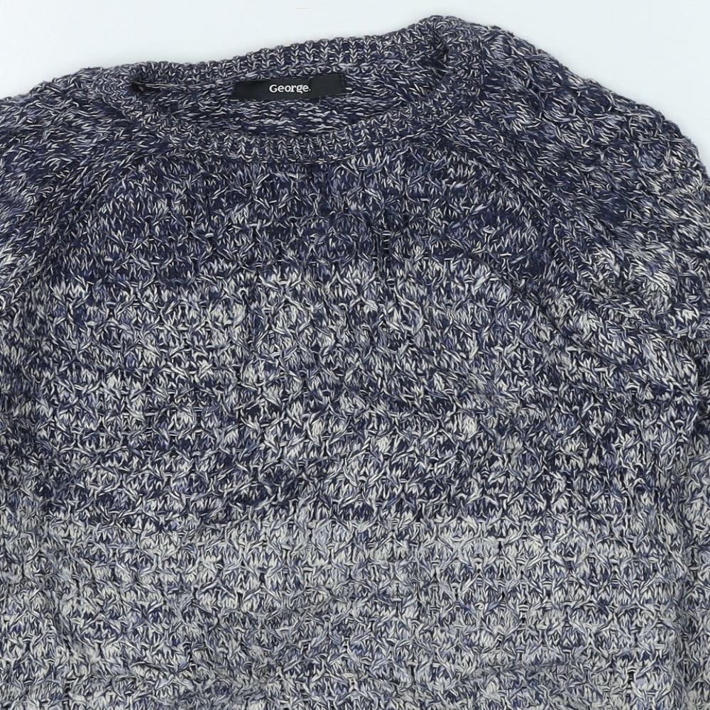 George  Boys Blue Round Neck  Acrylic Pullover Jumper Size M