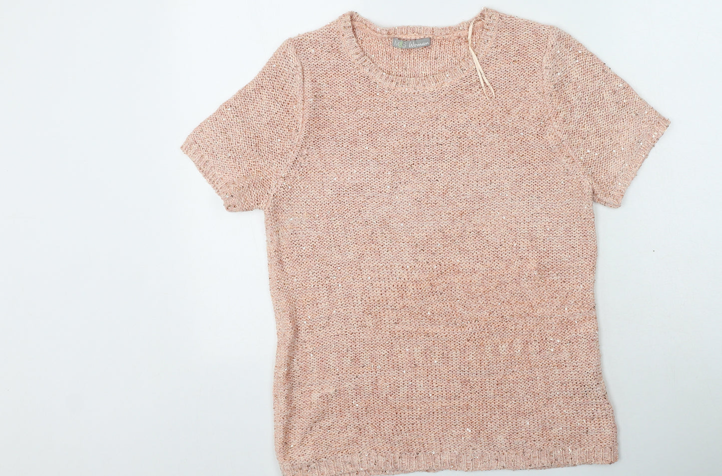 Marks and Spencer Womens Pink Round Neck  Acrylic Pullover Jumper Size 14