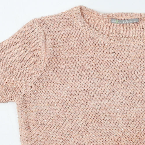 Marks and Spencer Womens Pink Round Neck  Acrylic Pullover Jumper Size 14