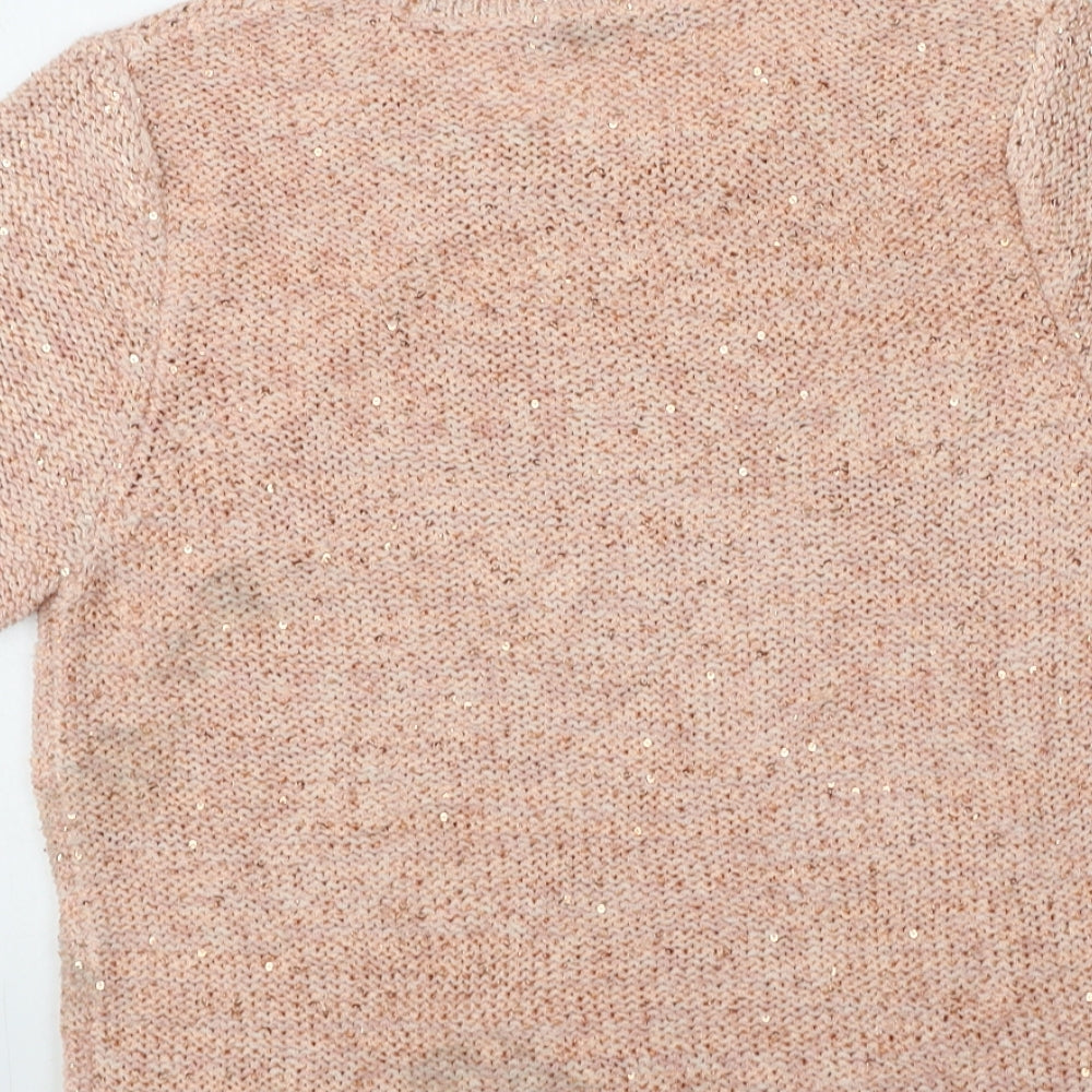 Marks and Spencer Womens Pink Round Neck  Acrylic Pullover Jumper Size 14