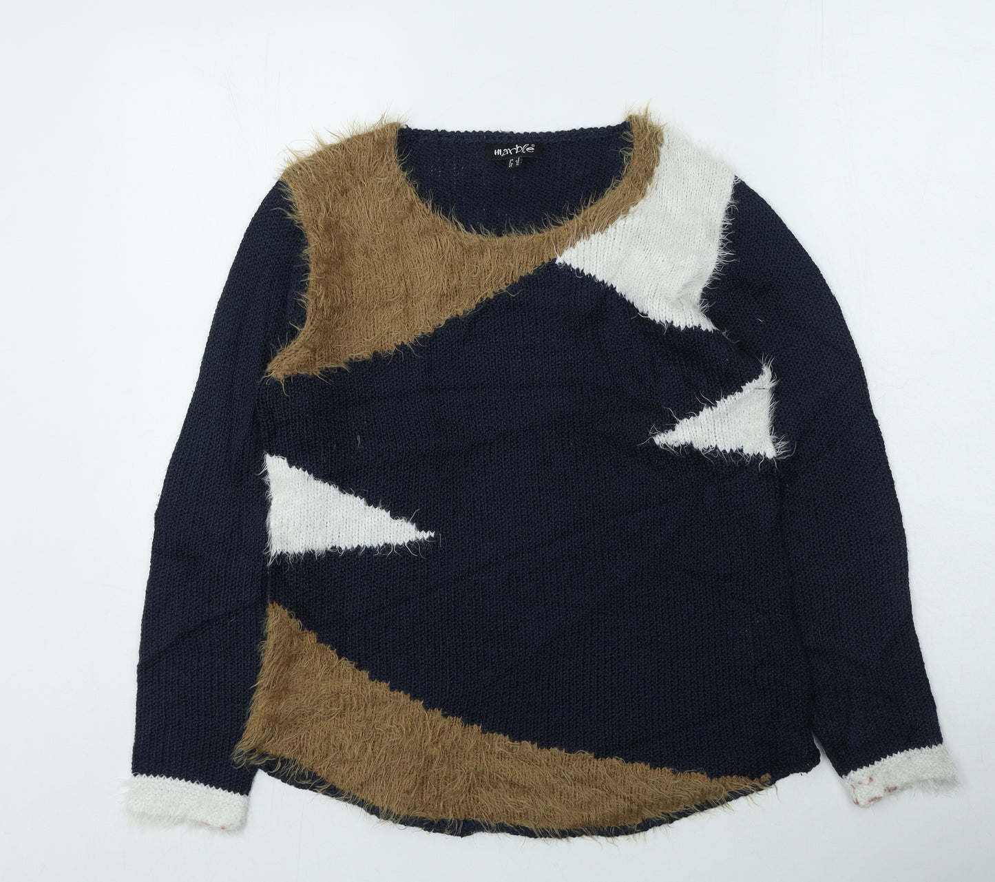 marble Womens Multicoloured Round Neck  Acrylic Pullover Jumper Size M