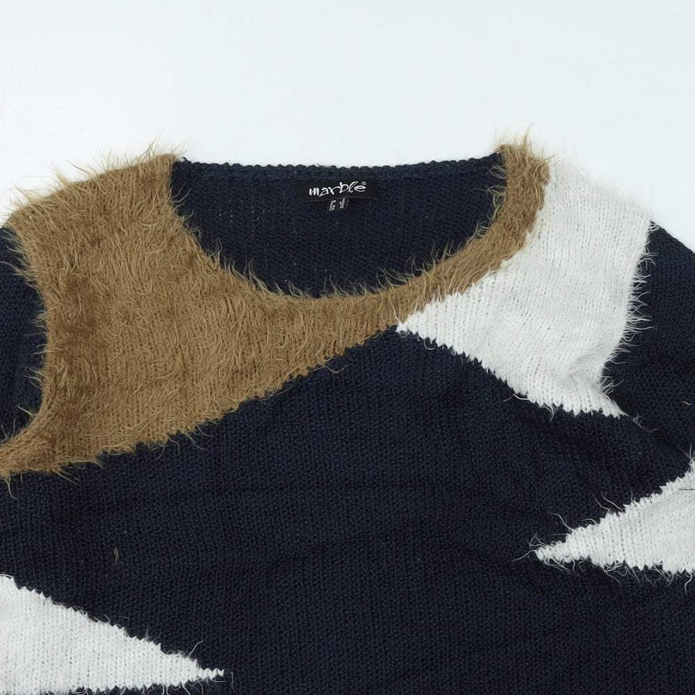 marble Womens Multicoloured Round Neck  Acrylic Pullover Jumper Size M