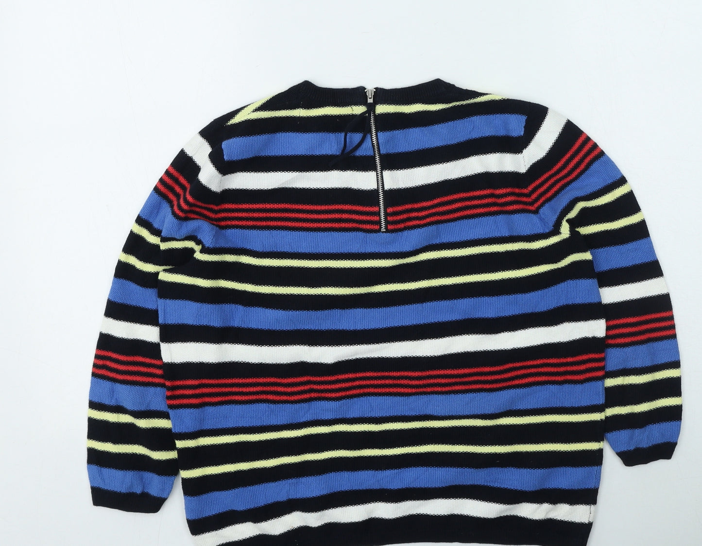 John Lewis Womens Multicoloured Round Neck Striped Cotton Pullover Jumper Size 12