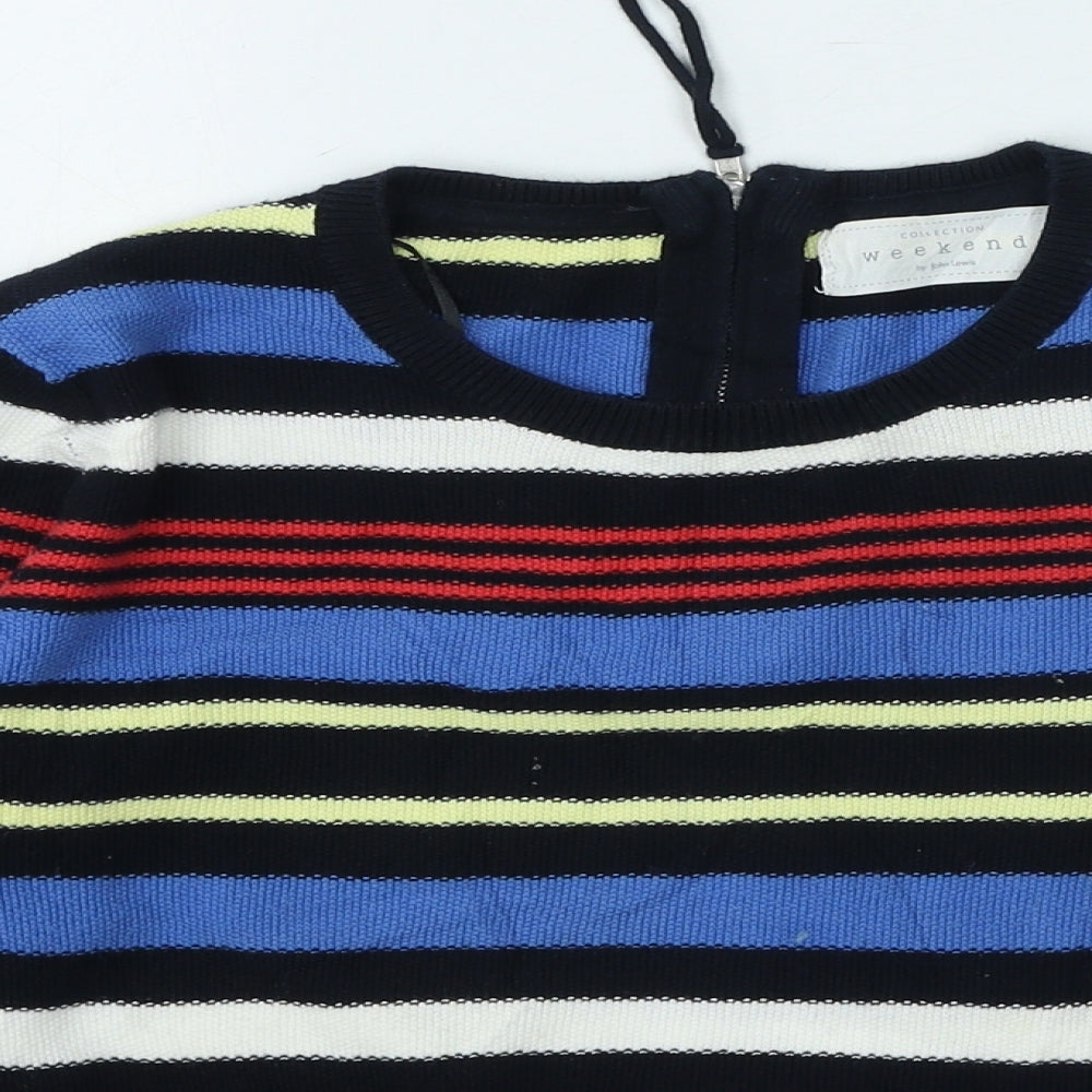 John Lewis Womens Multicoloured Round Neck Striped Cotton Pullover Jumper Size 12