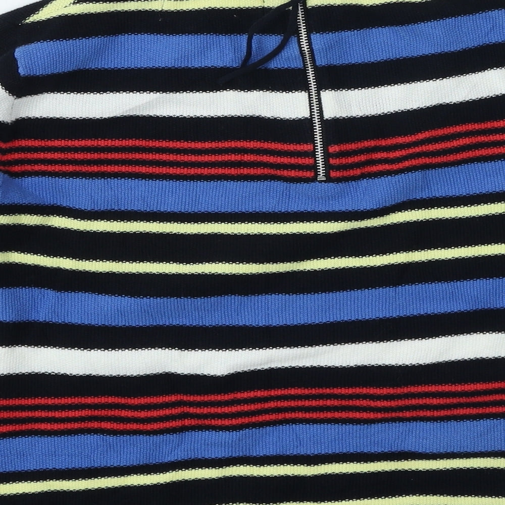 John Lewis Womens Multicoloured Round Neck Striped Cotton Pullover Jumper Size 12