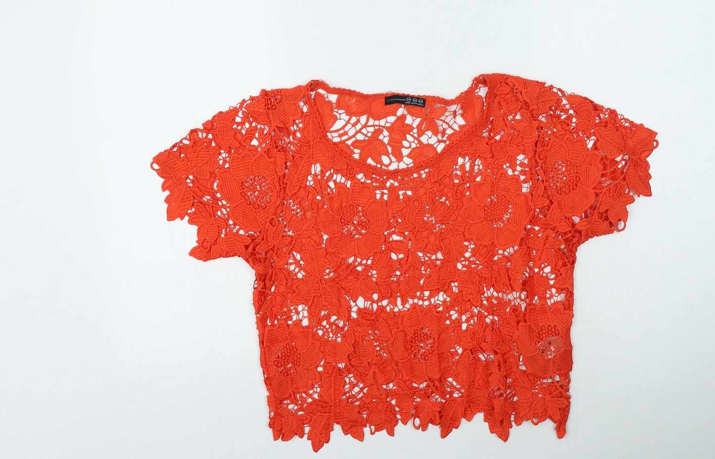 Primark Womens Orange  Polyester Basic T-Shirt Size XS Round Neck