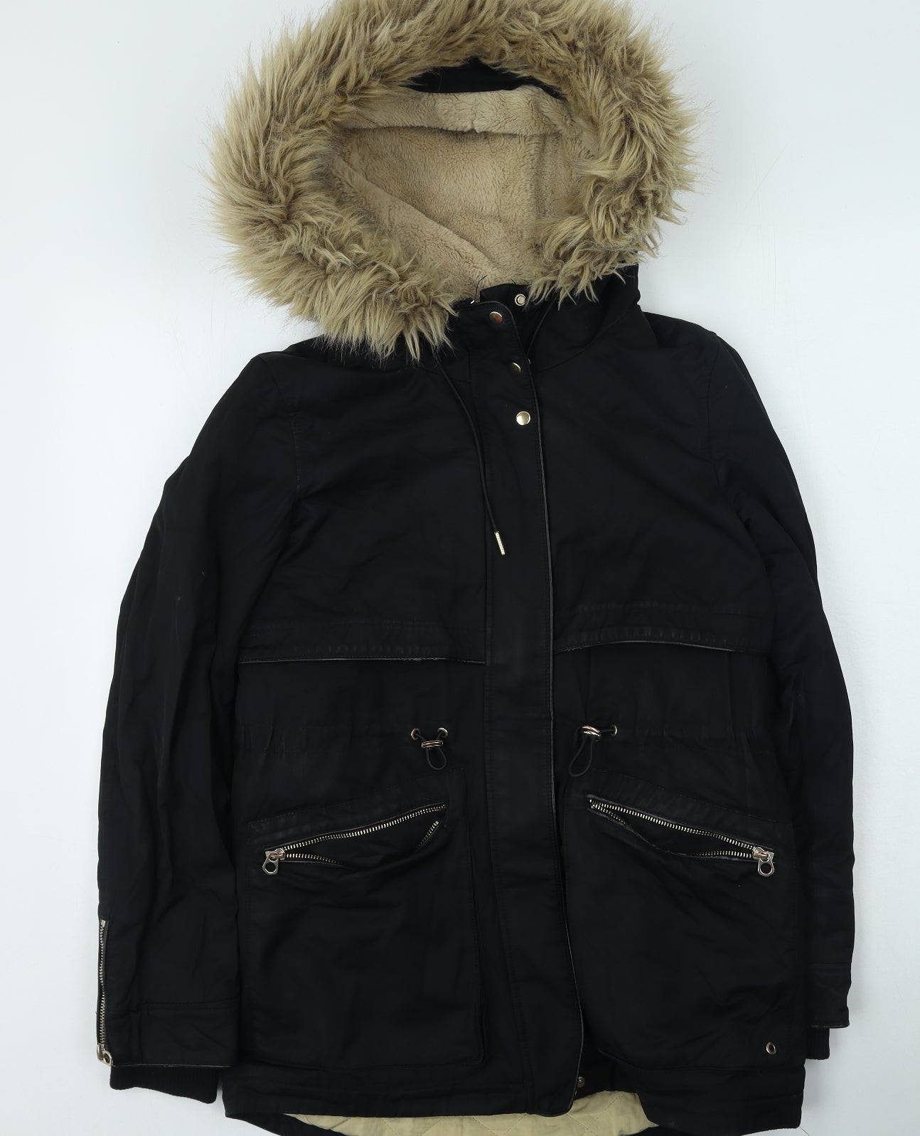 Zara Womens Black   Parka Coat Size S