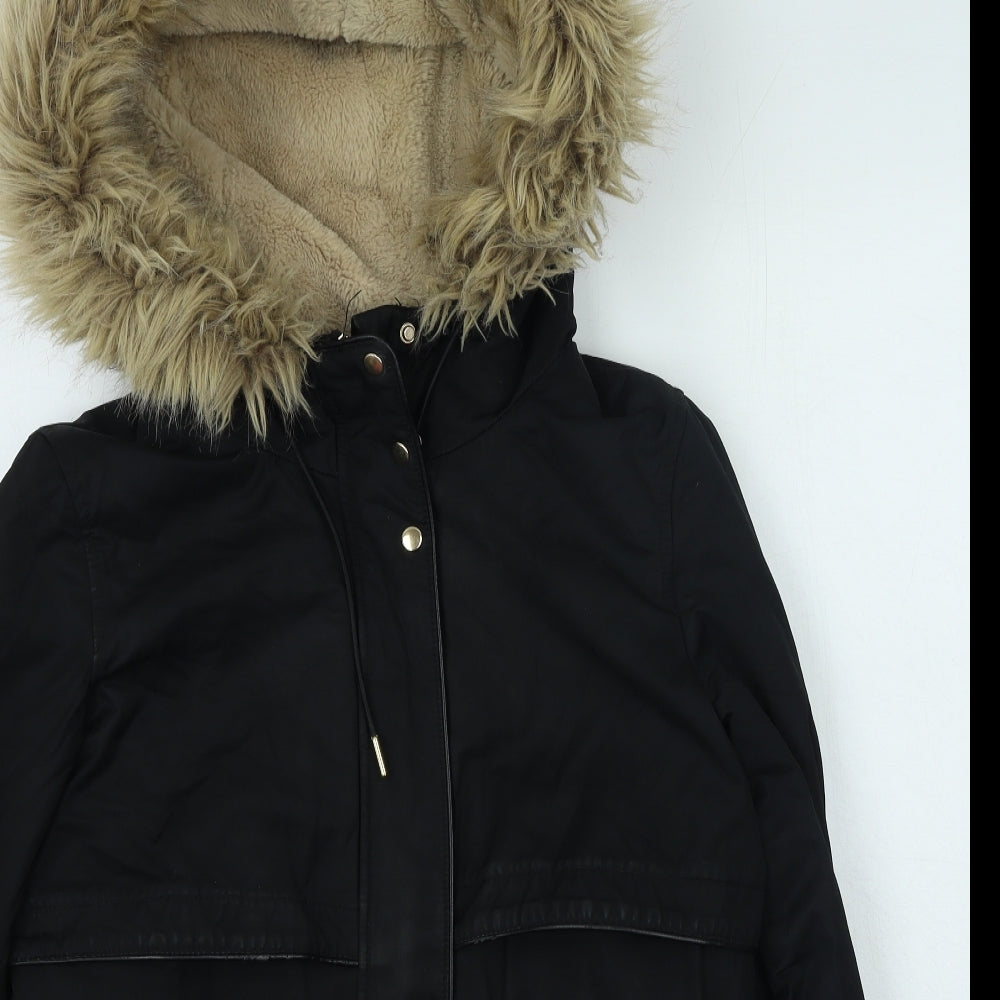 Zara Womens Black   Parka Coat Size S