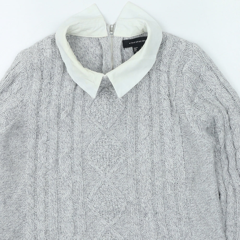 Primark Womens Grey Collared  Acrylic Henley Jumper Size 8