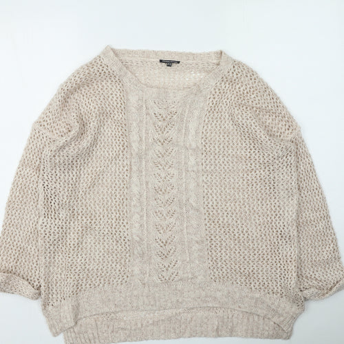 Warehouse Womens Pink Round Neck  Acrylic Pullover Jumper Size 16