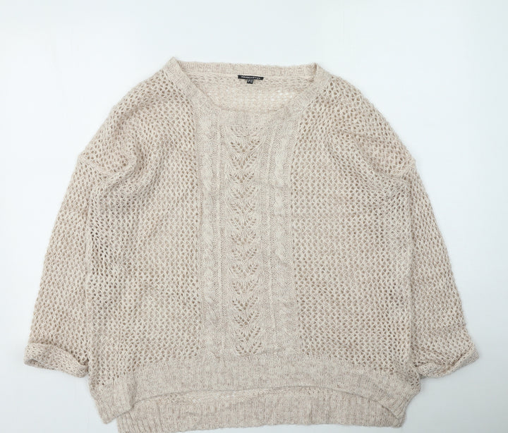 Warehouse Womens Pink Round Neck  Acrylic Pullover Jumper Size 16