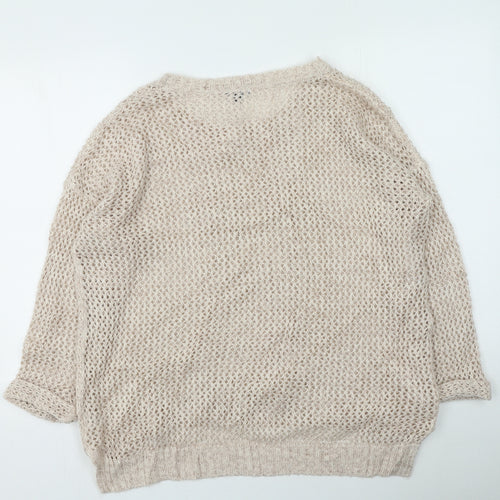 Warehouse Womens Pink Round Neck  Acrylic Pullover Jumper Size 16
