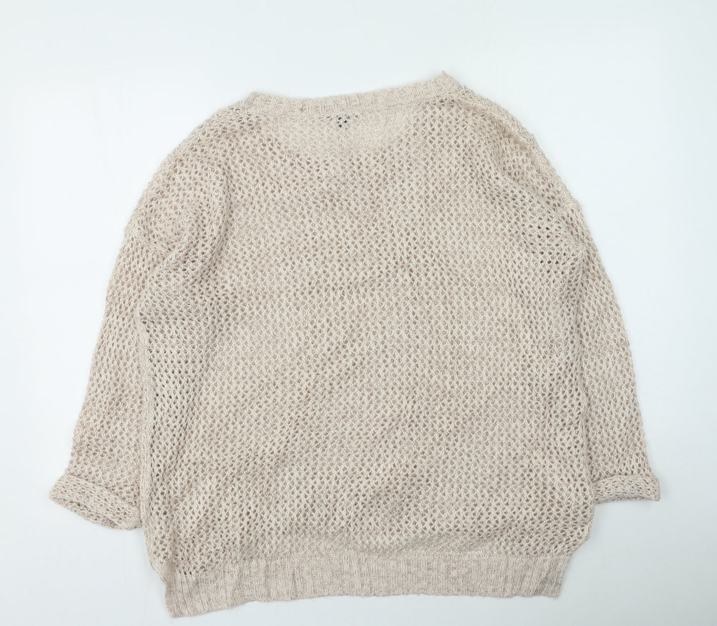 Warehouse Womens Pink Round Neck  Acrylic Pullover Jumper Size 16