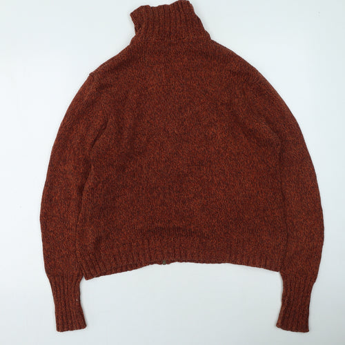 Marks and Spencer Mens Orange Round Neck  Cotton Full Zip Jumper