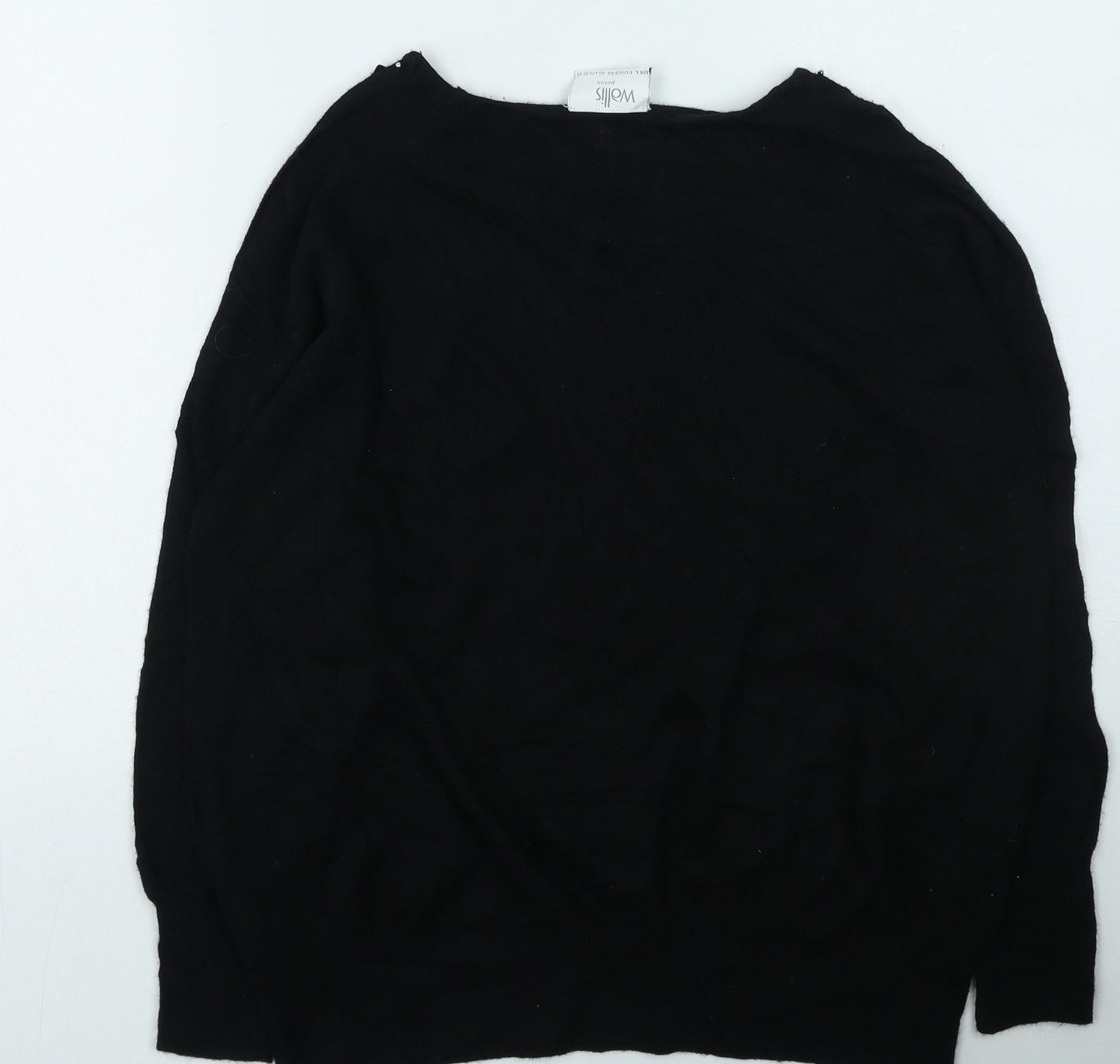 Wallis Womens Black Round Neck  Nylon Pullover Jumper Size L