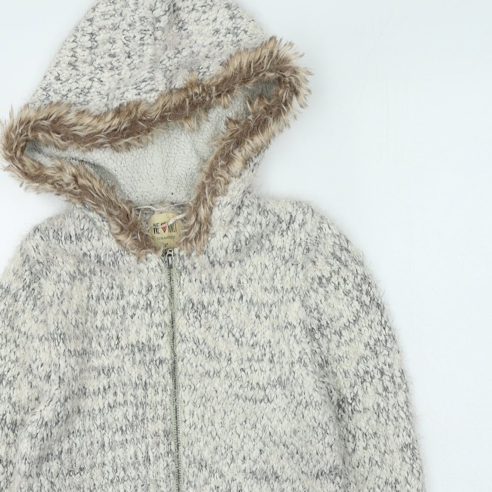 Clockhouse Womens Beige Round Neck  Polyester Full Zip Jumper Size XS