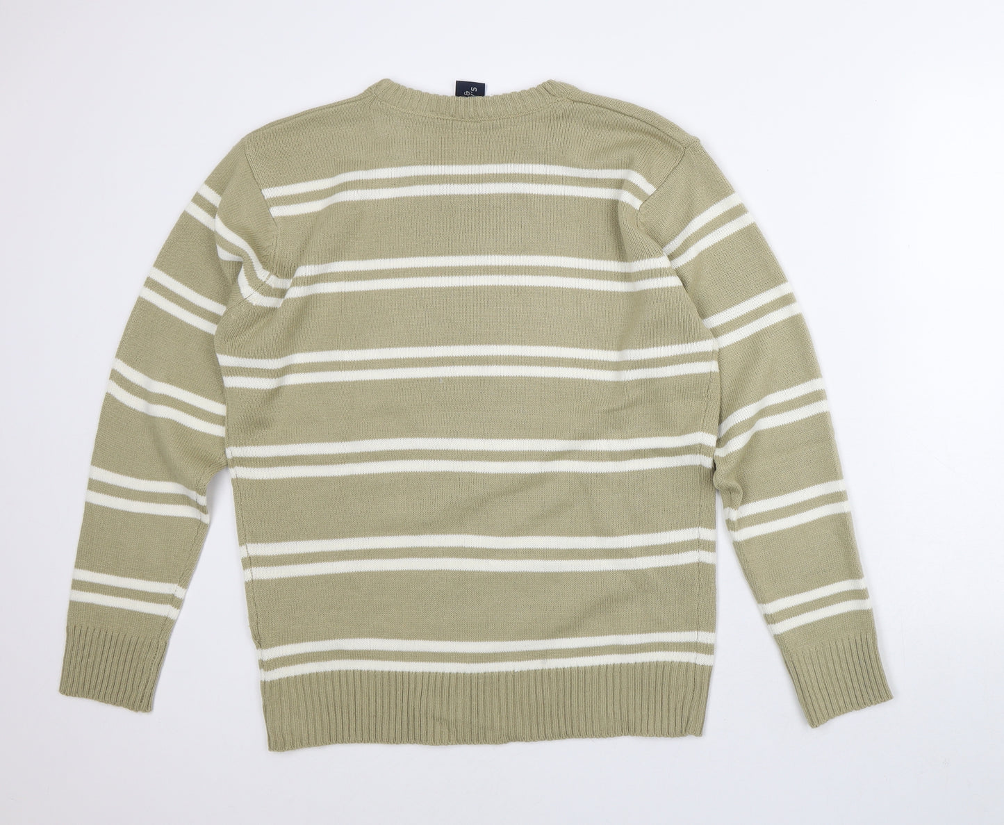 Jack & Danny's Mens Brown Round Neck Striped Acrylic Pullover Jumper Size M