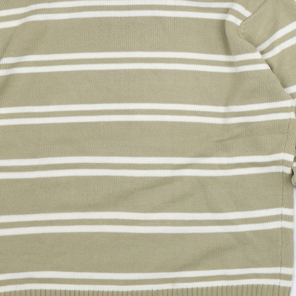 Jack & Danny's Mens Brown Round Neck Striped Acrylic Pullover Jumper Size M