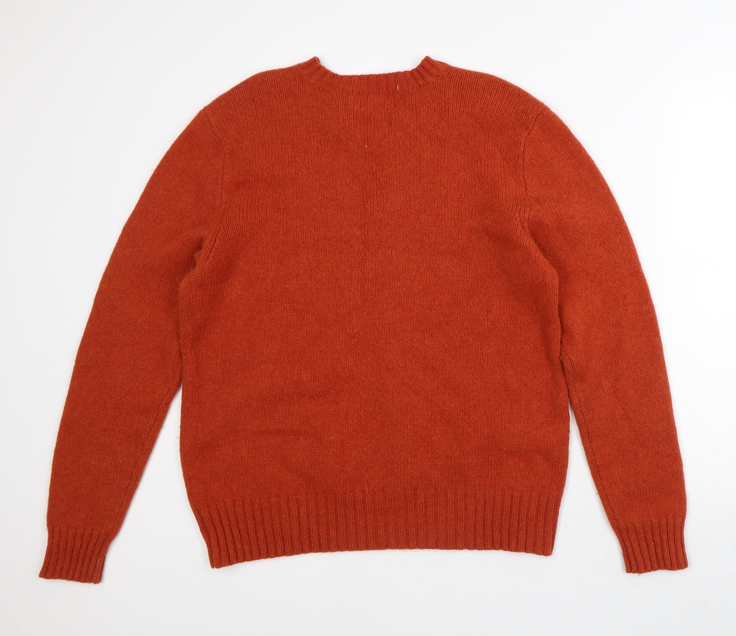 Ralph Lauren Mens Orange Crew Neck  Wool Pullover Jumper Size L