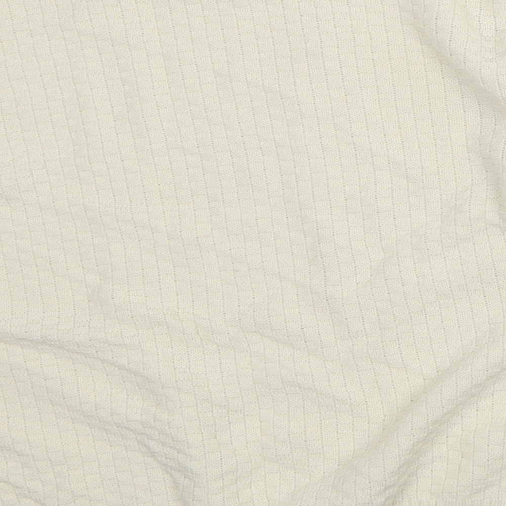 Berketex Womens White Crew Neck Geometric Acrylic Pullover Jumper Size 14
