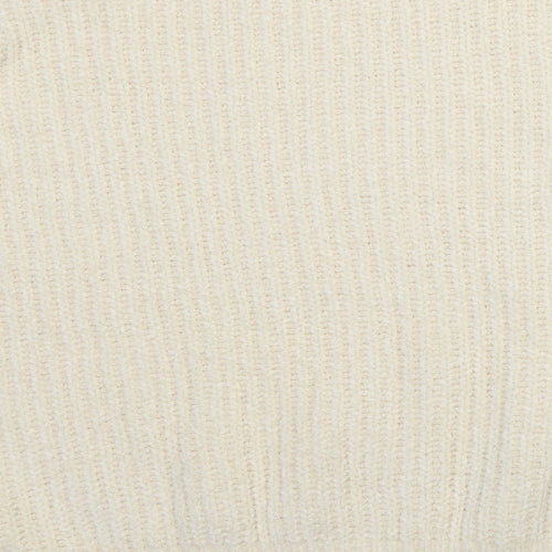 F&F Womens White Crew Neck  Polyester Pullover Jumper Size 14