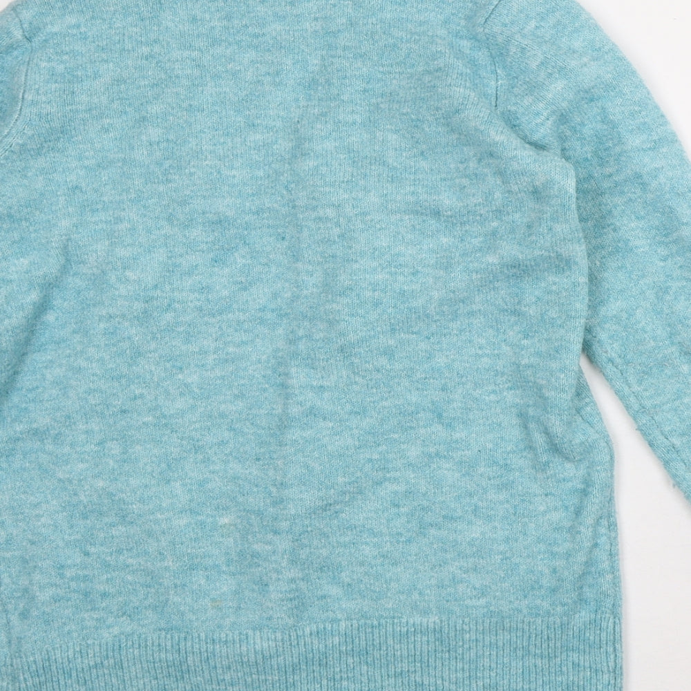 Papaya Womens Blue Round Neck Geometric Polyester Cardigan Jumper Size S