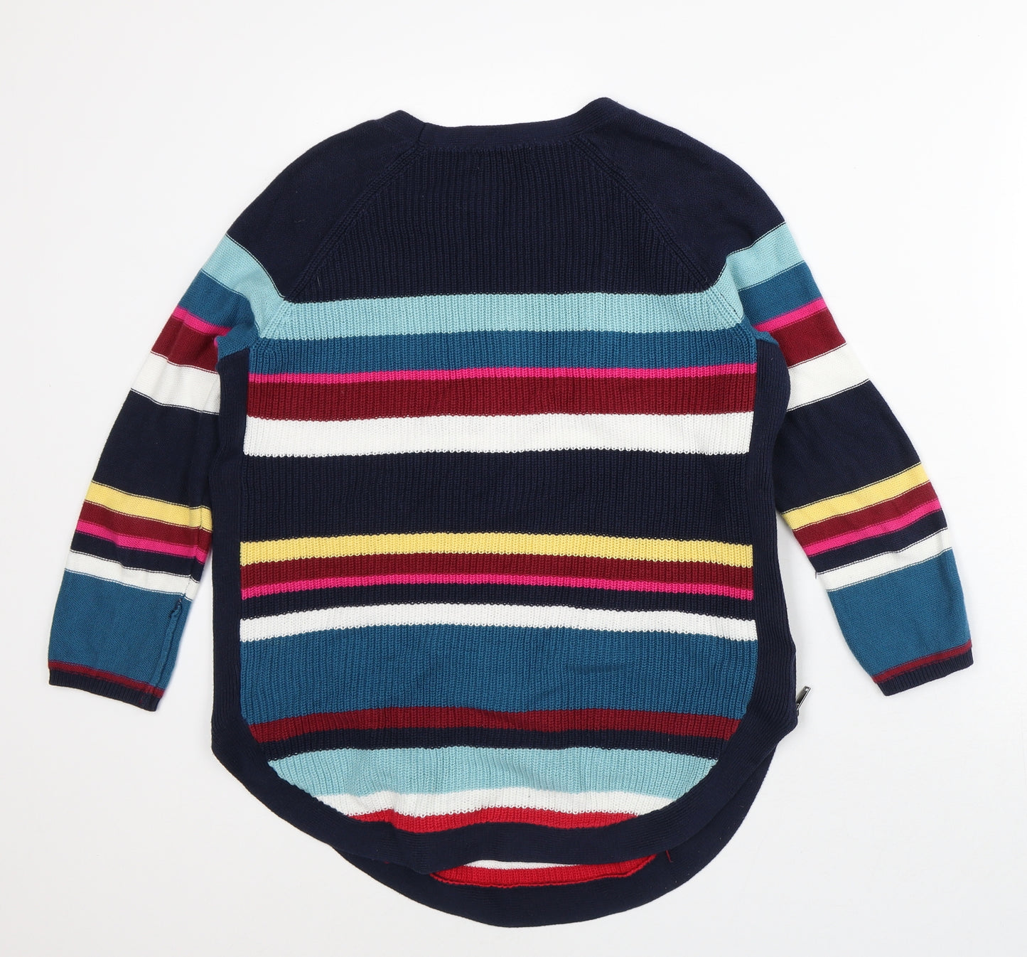 Reitmans Womens Multicoloured Round Neck Striped 100% Cotton Pullover Jumper Size XS