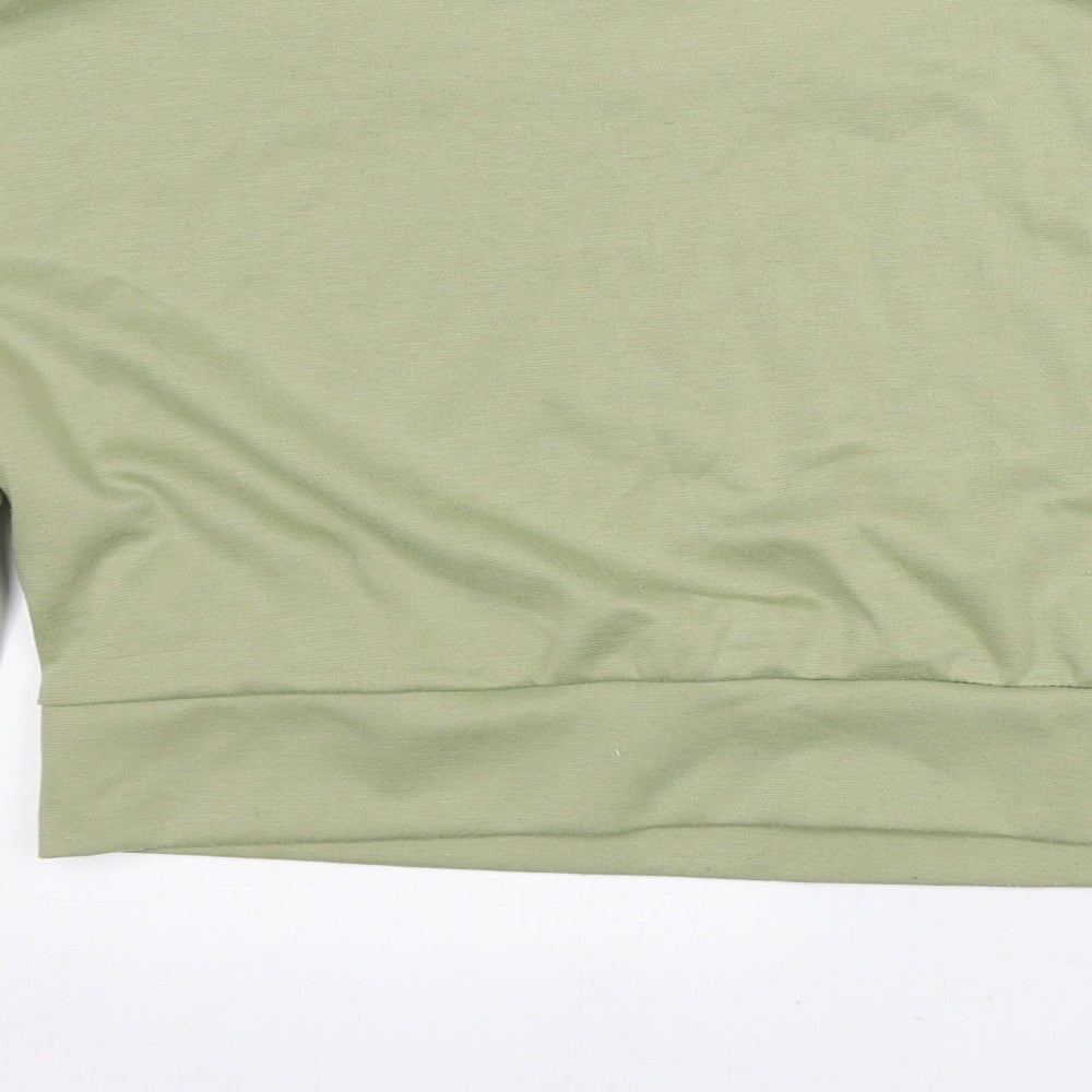 Femme Lux Womens Green  Polyester Cropped T-Shirt Size S Round Neck