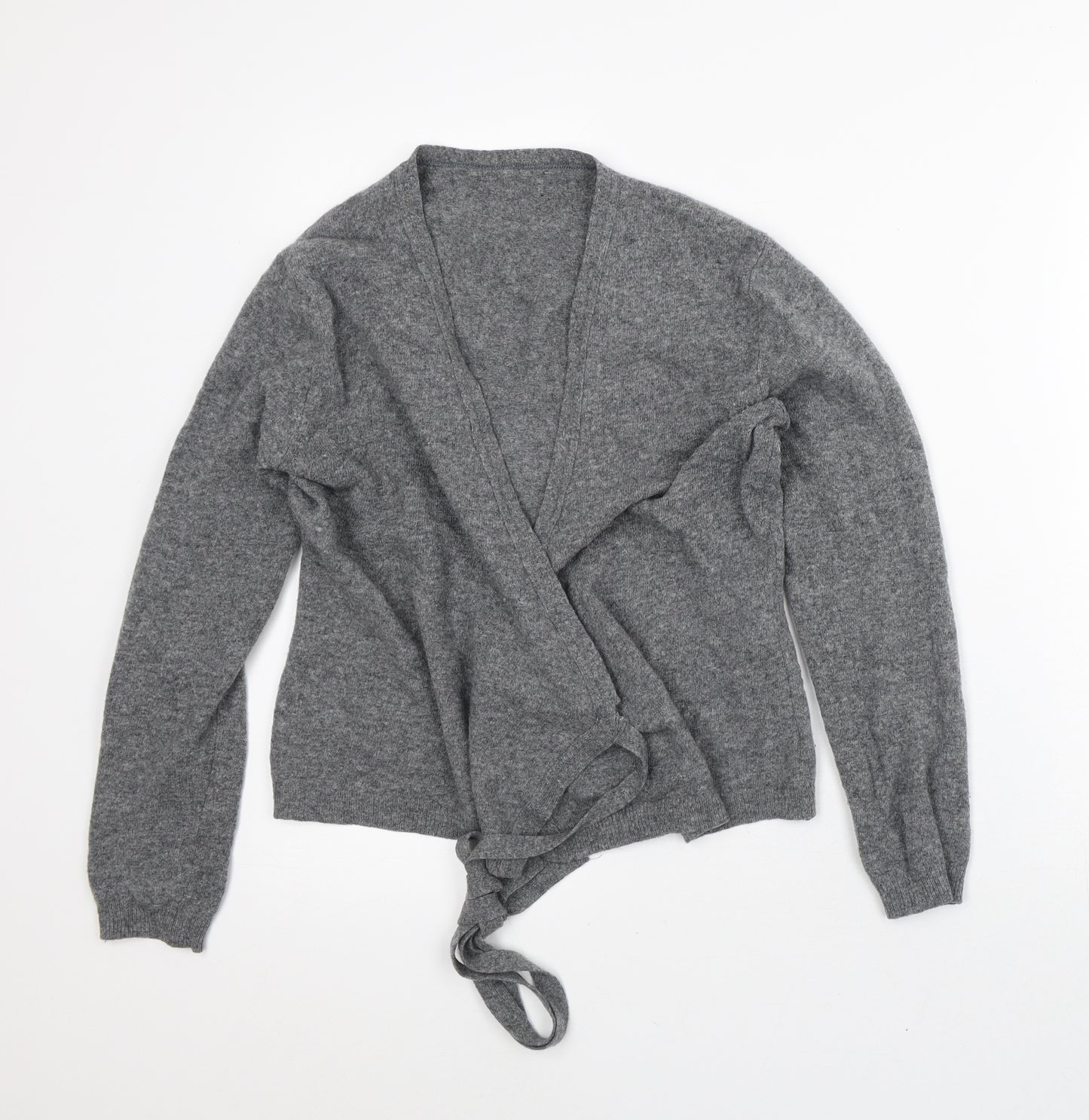 Preworn Womens Grey Round Neck  Wool Cardigan Jumper Size S