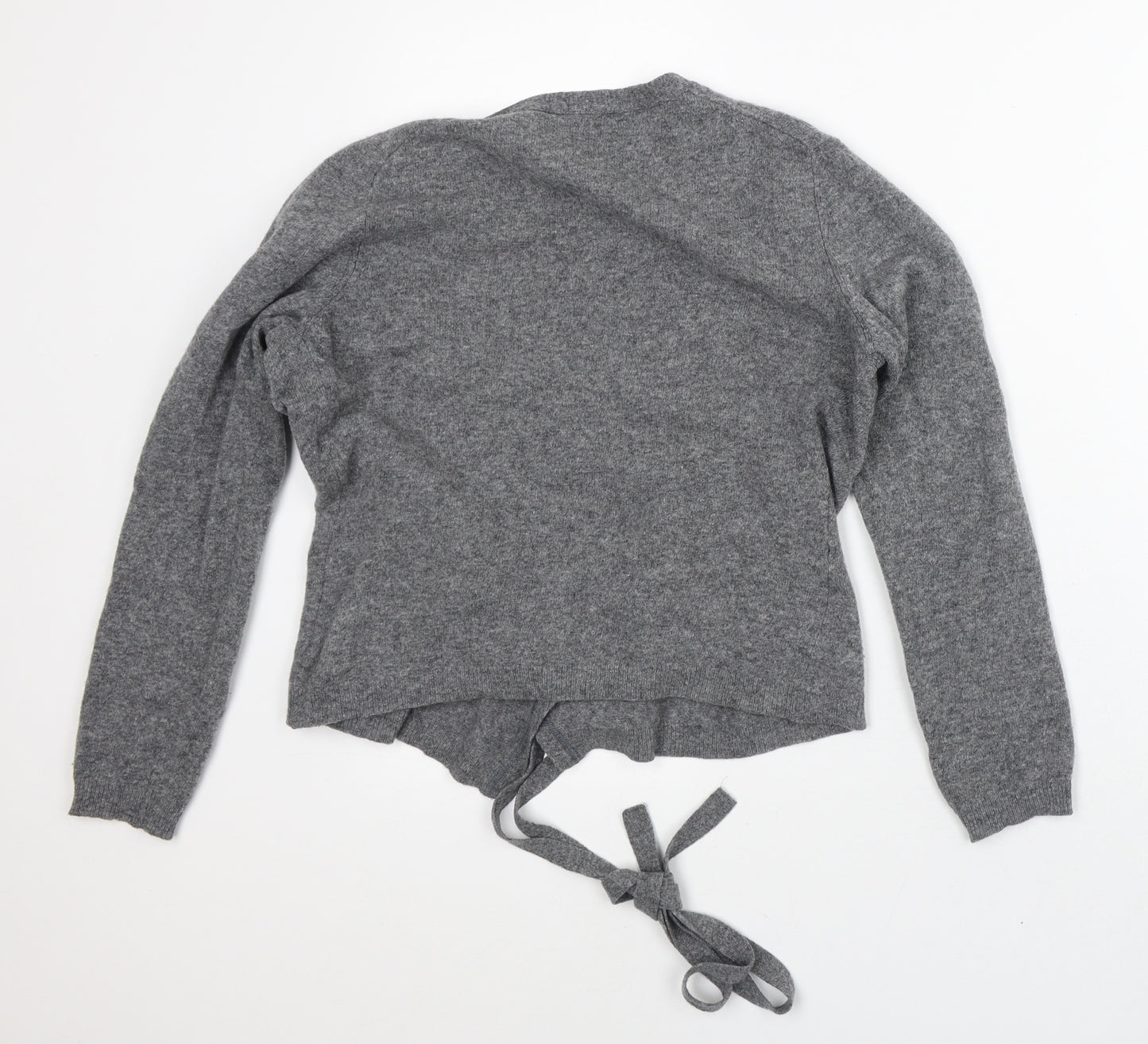 Preworn Womens Grey Round Neck  Wool Cardigan Jumper Size S
