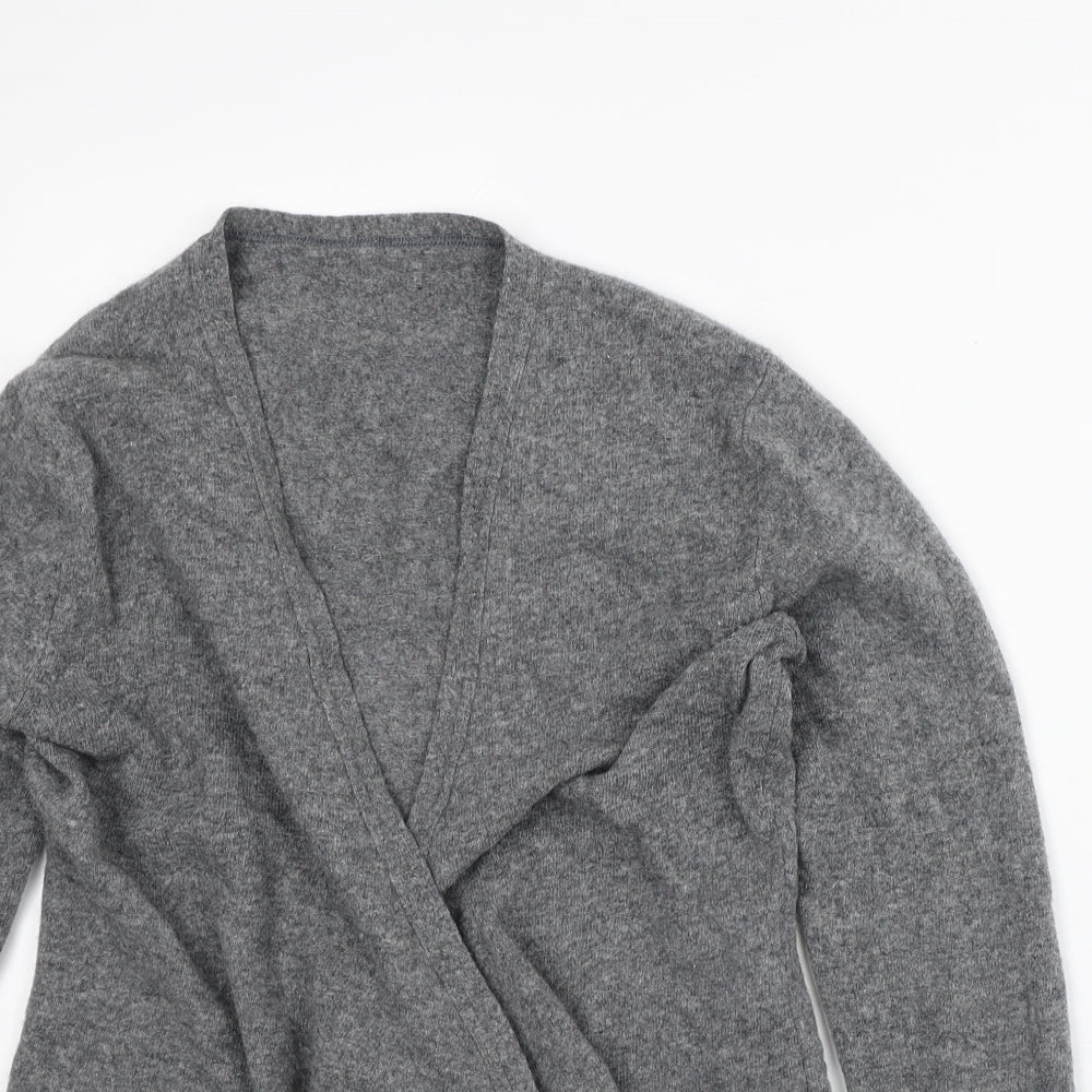 Preworn Womens Grey Round Neck  Wool Cardigan Jumper Size S