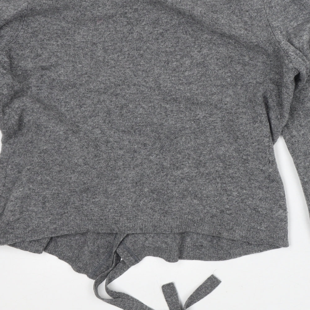 Preworn Womens Grey Round Neck  Wool Cardigan Jumper Size S
