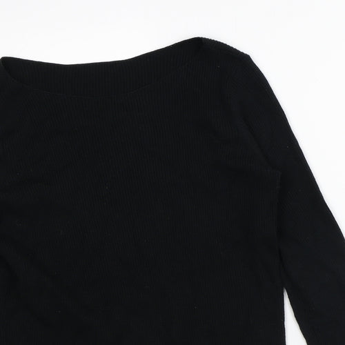 Preworn Womens Black Round Neck  Polyester Pullover Jumper Size M