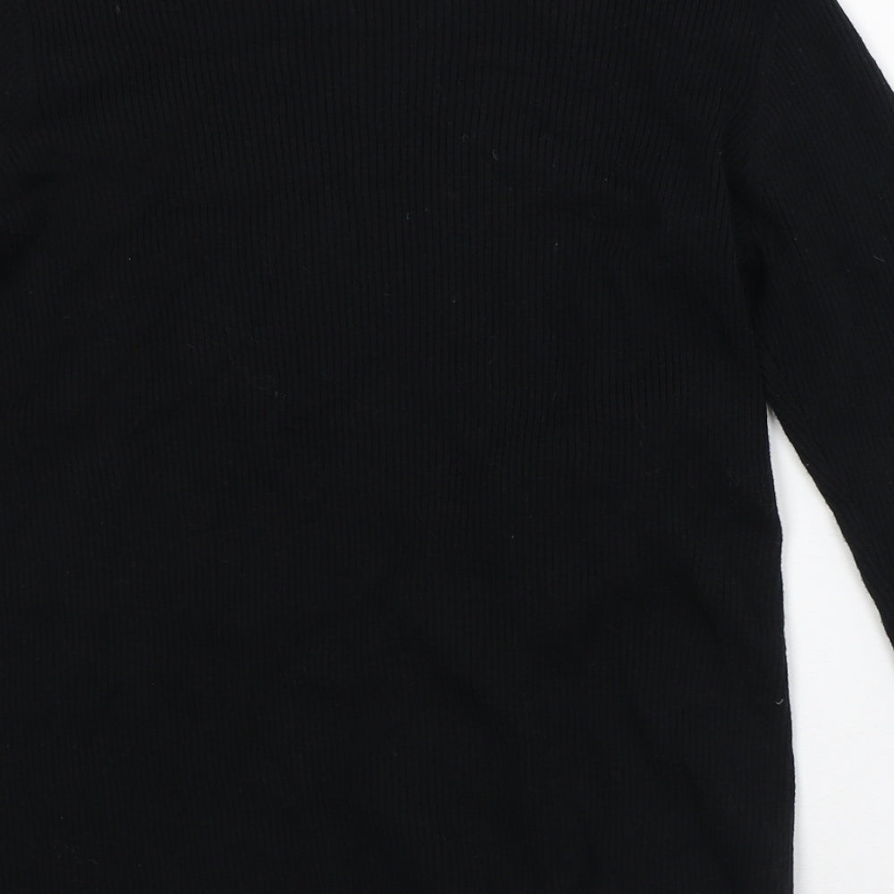 Preworn Womens Black Round Neck  Polyester Pullover Jumper Size M