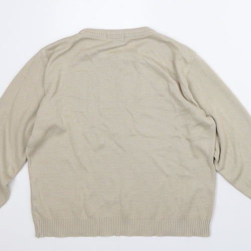 MerryGold Womens Beige Crew Neck  Acrylic Pullover Jumper Size S