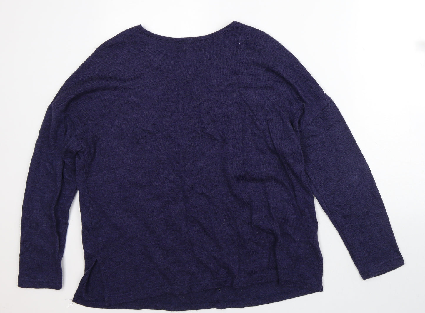 Zara Womens Blue  Acrylic Basic Blouse Size L Round Neck