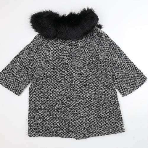 Atmosphere Womens Grey Round Neck  Polyester Cardigan Jumper Size 10   - DETACHABLE FUR COLLAR