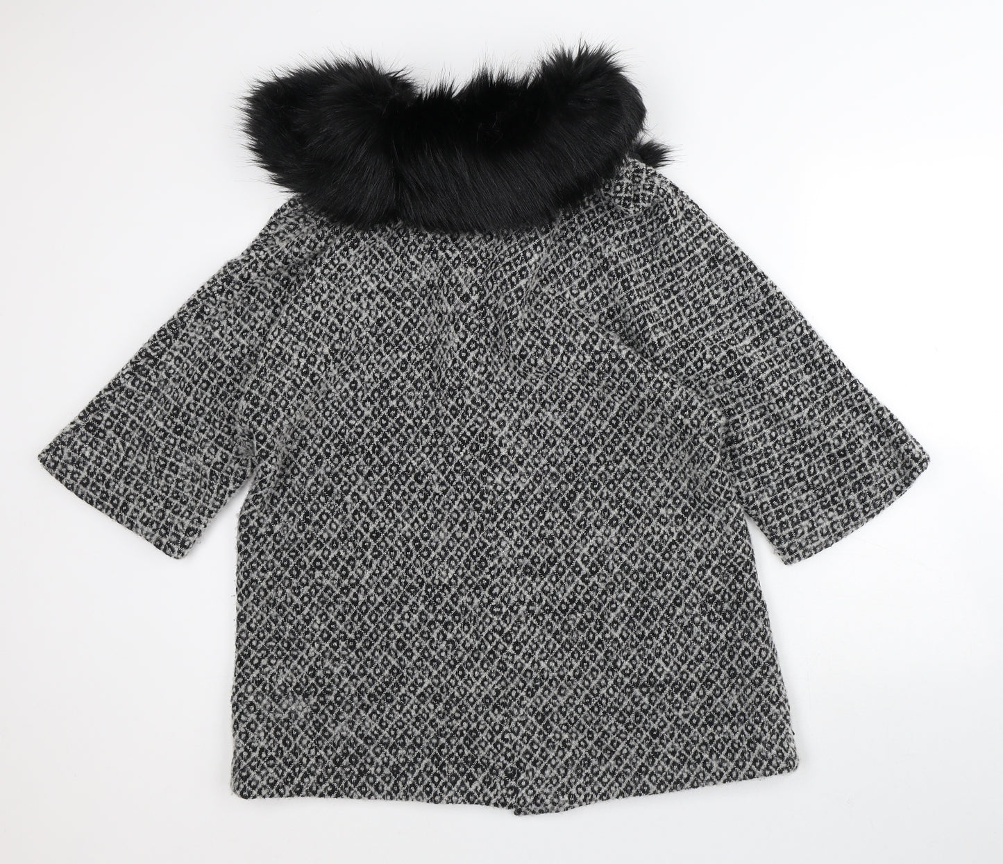 Atmosphere Womens Grey Round Neck  Polyester Cardigan Jumper Size 10   - DETACHABLE FUR COLLAR