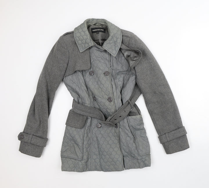 Warehouse Womens Grey Quilted Coat Size 8