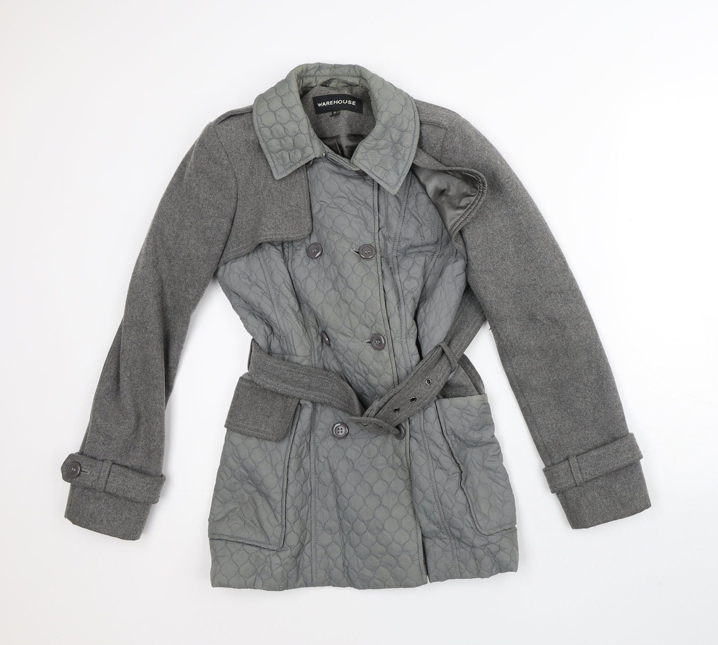 Warehouse Womens Grey   Quilted Coat Size 8