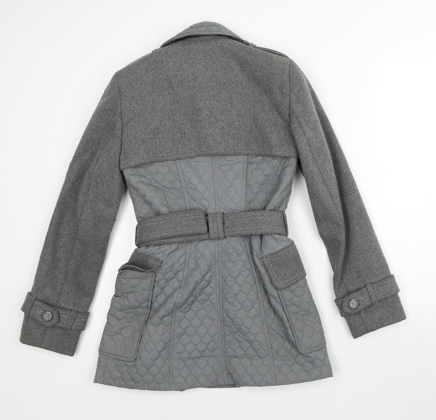 Warehouse Womens Grey   Quilted Coat Size 8