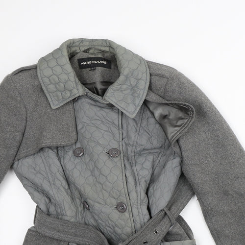 Warehouse Womens Grey   Quilted Coat Size 8