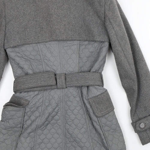 Warehouse Womens Grey   Quilted Coat Size 8