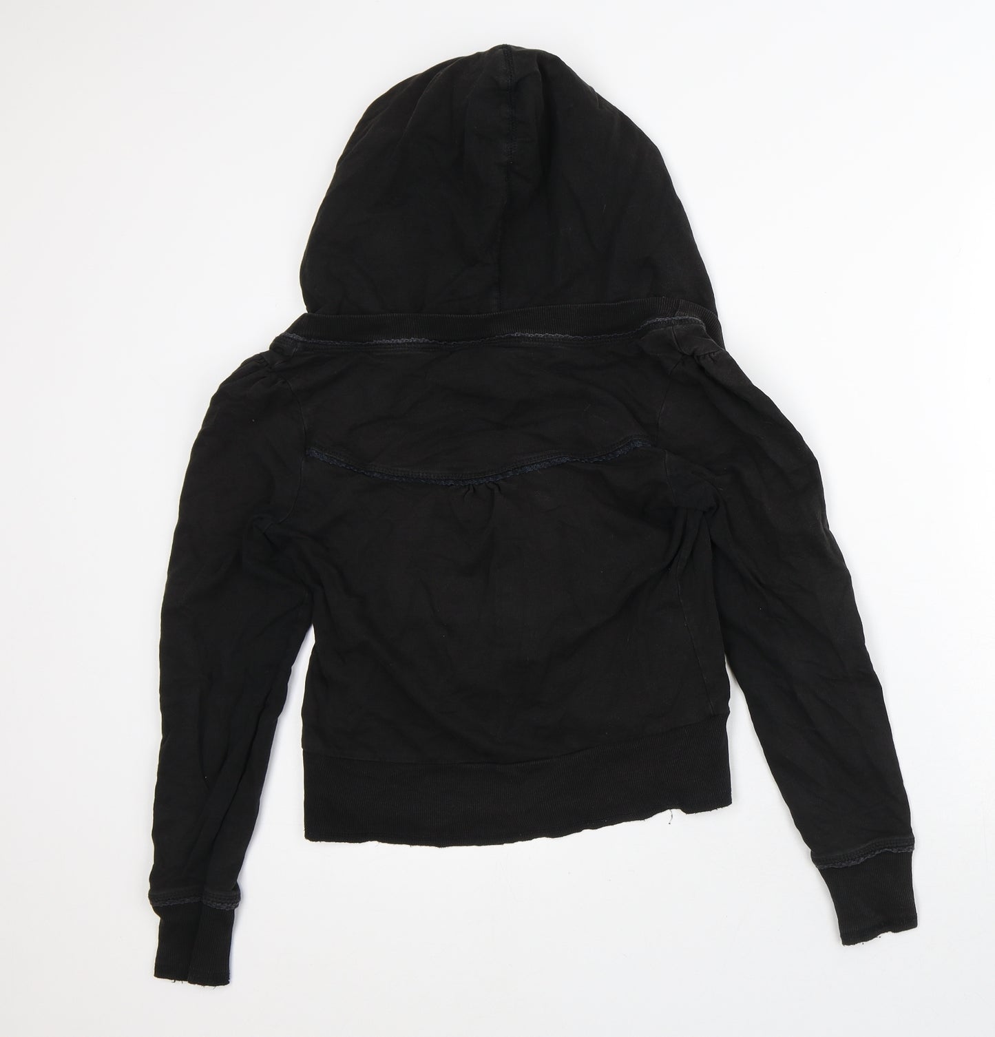 New Look Womens Black  Cotton Pullover Hoodie Size 12   - Cropped