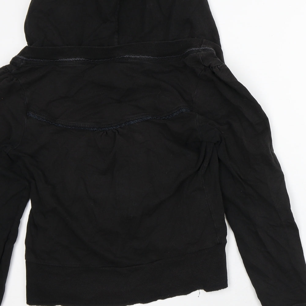 New Look Womens Black  Cotton Pullover Hoodie Size 12   - Cropped