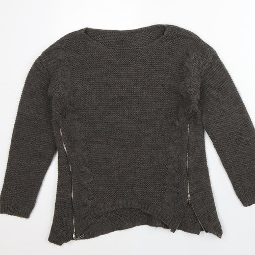 Preworn Womens Brown Round Neck  Acrylic Pullover Jumper Size S