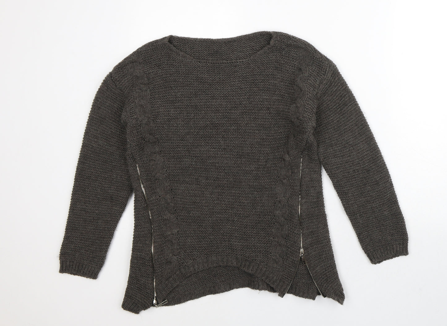 Preworn Womens Brown Round Neck  Acrylic Pullover Jumper Size S