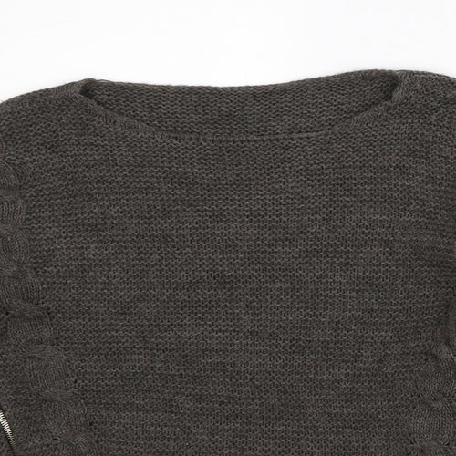 Preworn Womens Brown Round Neck  Acrylic Pullover Jumper Size S
